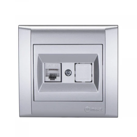 Розетка Makel компьютерная+гнездо СП Defne 16А IP20 CAT 5 сереб. 42065035