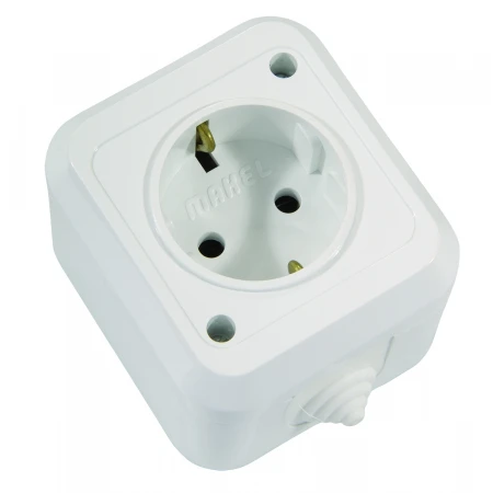 Розетка Makel 1-м ОП п/герм. с заземл. бел. 18308