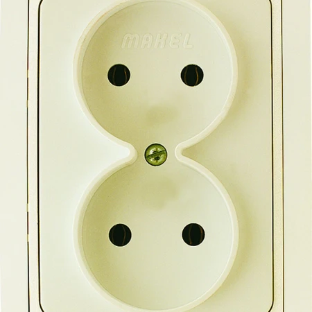Розетка Makel 2-м СП Mimoza без заземл. крем/крем. 25017