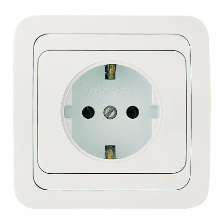 Розетка Makel 1-м СП Mimoza с заземл. бел/бел. 12008