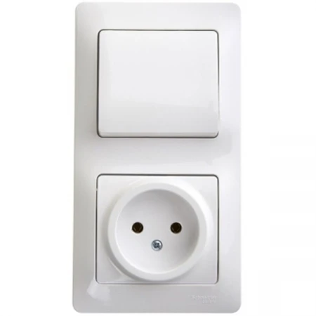 Блок розетка 2К -выключатель Systeme Electric Glossa белый GSL000160