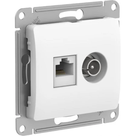 Розетка компьютерная RJ45/TV Systeme Electric Glossa 5e кат UTP белая GSL000189