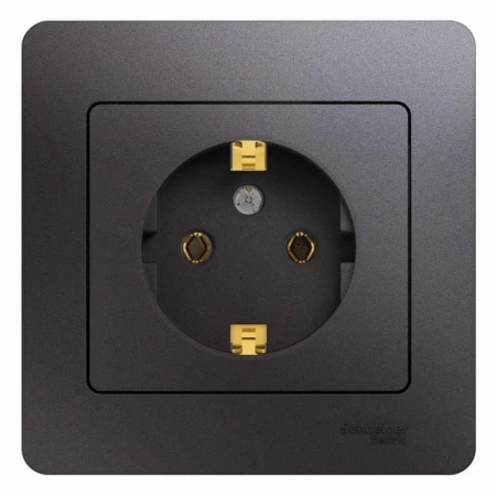 Розетка 2К+З Systeme Electric Glossa 16A 250V графит GSL001342