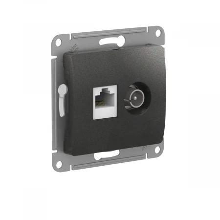 Розетка двойная компьютерная + телевизионная RJ45 Systeme Electric Glossa кат.5E антрацит GSL000789