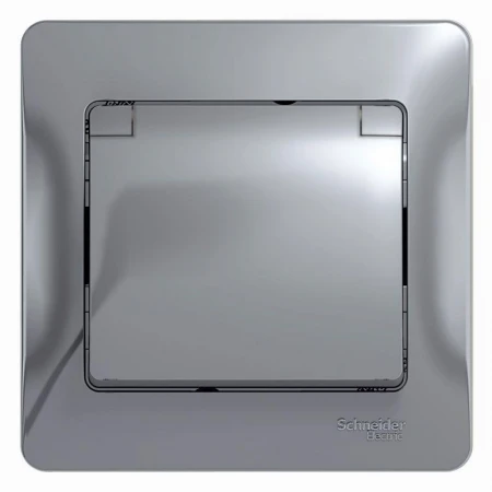 Розетка 2К+З Systeme Electric Glossa 16A 250V со шторками и крышкой алюминий GSL000346