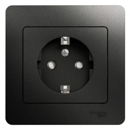 Розетка 2К+З Systeme Electric Glossa 16A 250V со шторками антрацит GSL000744