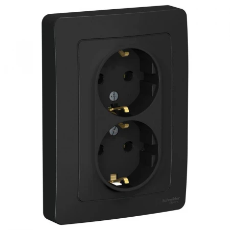 Розетка двойная 2К+З Systeme Electric Blanca 16A 250V антрацит BLNRS001026