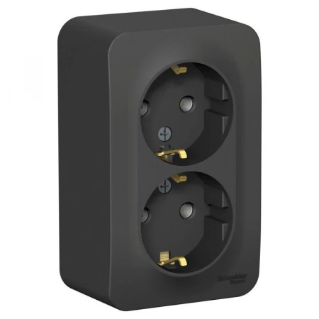 Розетка двойная 2К+З Systeme Electric Blanca 16A 250V антрацит BLNRA010206