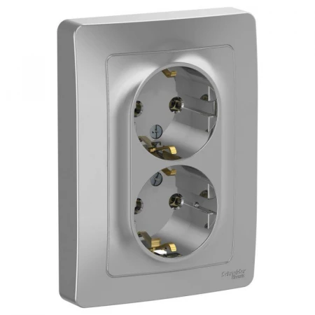 Розетка двойная 2К+З Systeme Electric Blanca 16A 250V алюминий BLNRS001023