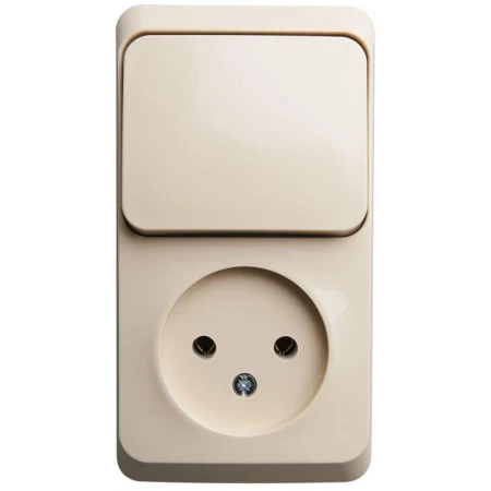 Блок розетка-выключатель Systeme Electric Этюд кремовый BPA16-204K