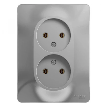 Розетка двойная 2К Systeme Electric Glossa 16A 250V алюминий GSL000320