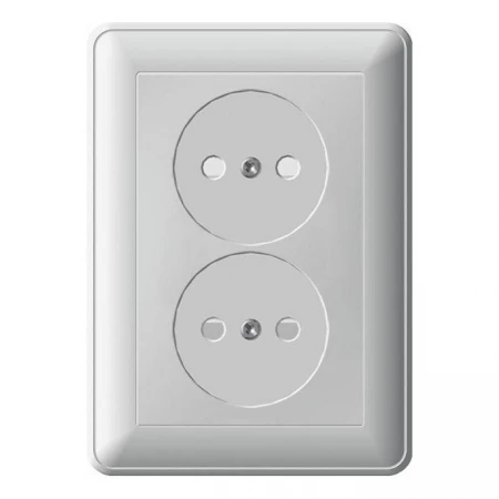 Розетка двойная 2К Systeme Electric W59 16A 250V со шторками белая RS16-254-18