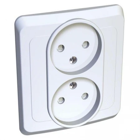 Розетка двойная 2К Systeme Electric Этюд 16A 250V со шторками белая PC16-006B