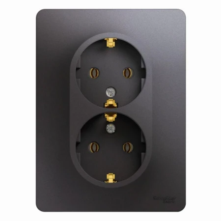 Розетка двойная 2К+З Systeme Electric Glossa 16A 250V графит GSL001324