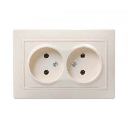 Розетка двойная 2P IEK Kvarta кремовая ERK23-K33-10-DM
