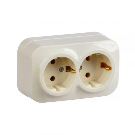Розетка двойная 2P+PE IEK Glory кремовая ERH21-K33-16