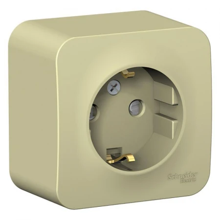 Розетка 2К+З Systeme Electric Blanca 16A 250V со шторками бежевая BLNRA011117