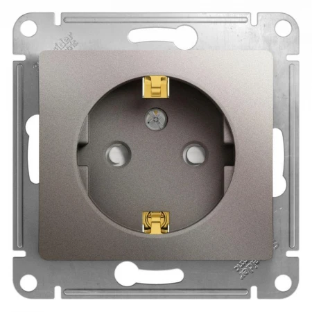 Розетка 2К+З Systeme Electric Glossa 16A 250V со шторками платина GSL001245