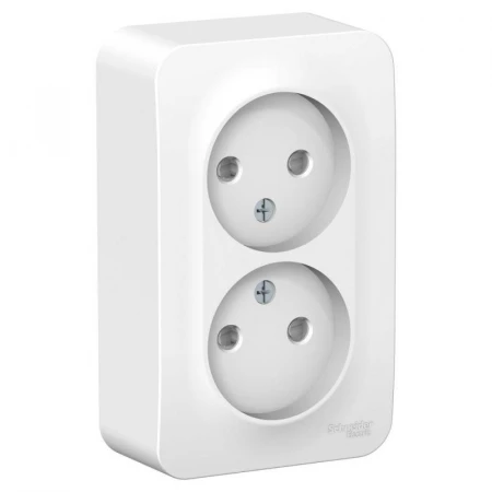 Розетка двойная 2К Systeme Electric Blanca 16A 250V со шторками белая BLNRA001211