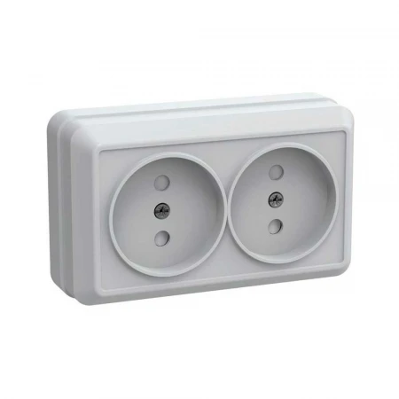 Розетка двойная 2P IEK Oktava со шторками белая ERO23-K01-10-DC