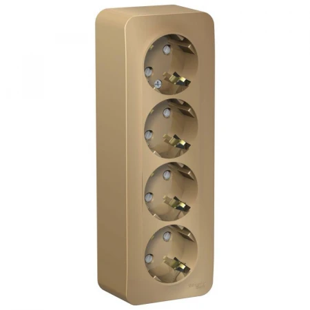 Розетка четырехместная 2К+З Systeme Electric Blanca 16A 250V со шторками титан BLNRA011414