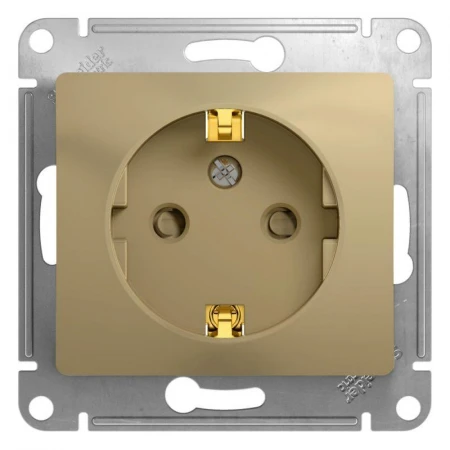 Розетка 2К+З Systeme Electric Glossa 16A 250V со шторками титан GSL000445