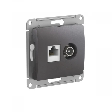 Розетка двойная компьютерная + телевизионная RJ45 Systeme Electric Glossa кат.5E графит GSL001389