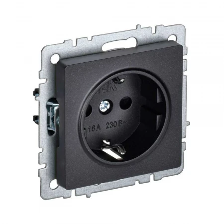 Розетка 2P+PE IEK Brite со шторками черная BR-R14-16-K02