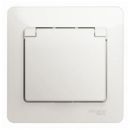 Розетка 2К+З Systeme Electric Glossa 16A 250V со шторками и крышкой перламутр GSL000646