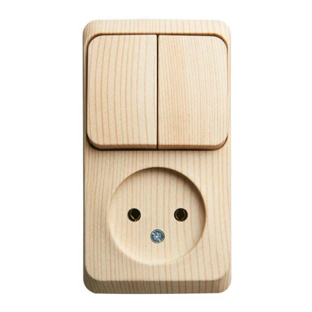Блок розетка-выключатель Systeme Electric Этюд сосна BPA16-205D