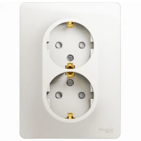 Розетка двойная 2К+З Systeme Electric Glossa 16A 250V со шторками перламутр GSL000626