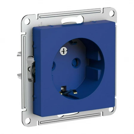 Розетка 2К+З Systeme Electric AtlasDesign 16A 250V со шторками аквамарин ATN001145