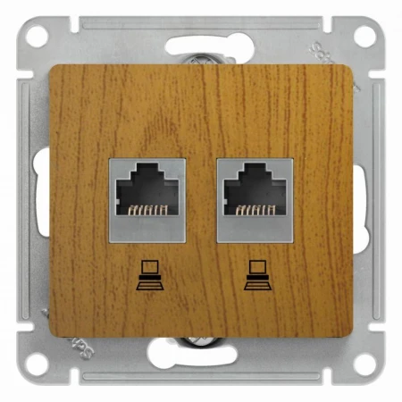 Розетка компьютерная двойная RJ45 Systeme Electric Glossa 5e кат UTP дуб GSL000585KK