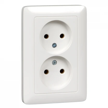 Розетка двойная 2К Systeme Electric Хит 16A 250V белая RS16-235-B