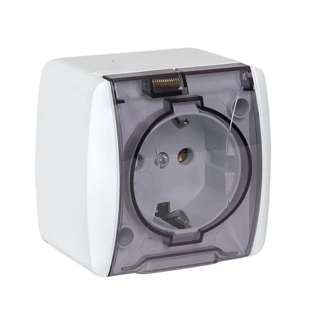 Владивосток Розетка 1-местная 16А с заземлением с прозрачной крышкой IP54 EKF EQR16-029-30-54-T