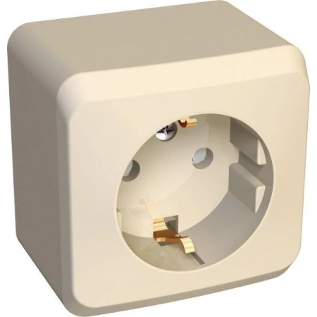 Розетка 2К+З Systeme Electric Этюд 16A 250V со шторками кремовая PA16-004K