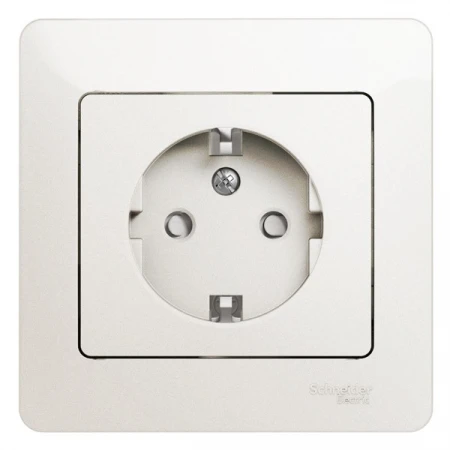 Розетка 2К+З Systeme Electric Glossa 16A 250V со шторками перламутр GSL000644