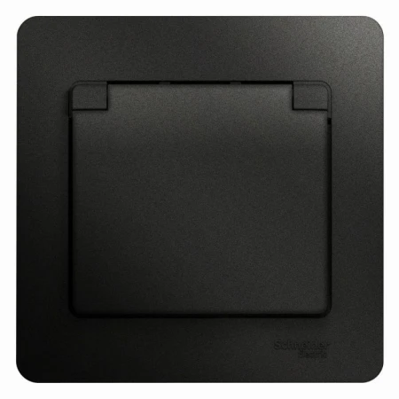 Розетка 2К+З Systeme Electric Glossa 16A 250V со шторками и крышкой антрацит GSL000746