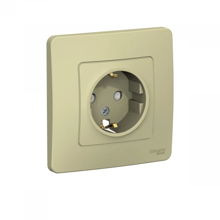 Розетка одинарная Systeme Electric Blanca 16A 250V с зазем. и шторками бежевая BLNRS001117