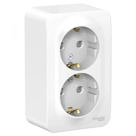 Розетка двойная 2К+З Systeme Electric Blanca 16A 250V со шторками белая BLNRA011201