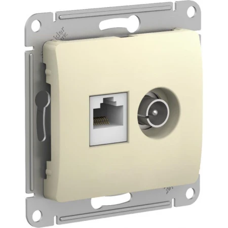 Розетка компьютерная RJ45/TV Systeme Electric Glossa 5e кат UTP бежевая GSL000289