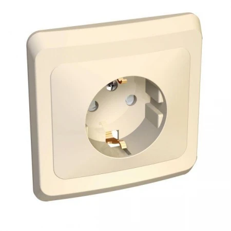 Розетка 2К+З Systeme Electric Этюд 16A 250V со шторками кремовая PC16-004K