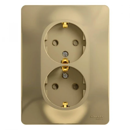 Розетка двойная 2К+З Systeme Electric Glossa 16A 250V со шторками титан GSL000426