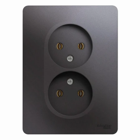 Розетка двойная 2К Systeme Electric Glossa 16A 250V графит GSL001320
