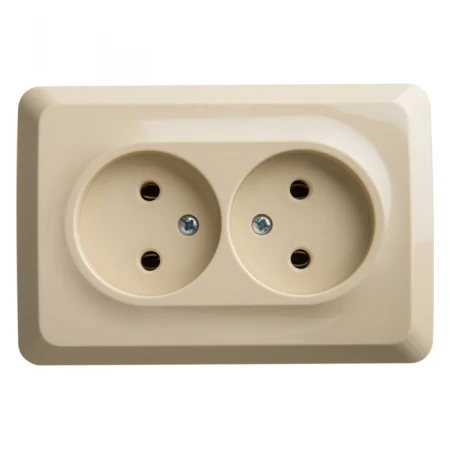 Розетка угловая двойная 2К Systeme Electric Этюд 16A 250V кремовая PA16-105K