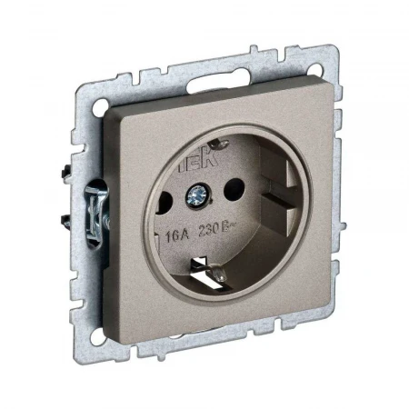 Розетка 2P+PE IEK Brite со шторками шампань BR-R14-16-K37