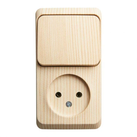 Блок розетка-выключатель Systeme Electric Этюд сосна BPA16-204D