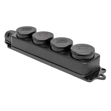 Розетка (колодка) четырехместная с защит. крышками каучуковая 230В 2P+PE 16A IP44 EKF Марс RPS-020-16-230-44