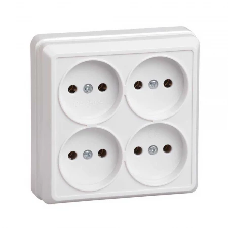 Розетка четырехместная 2P IEK Oktava белая ERO40-K01-10-DC