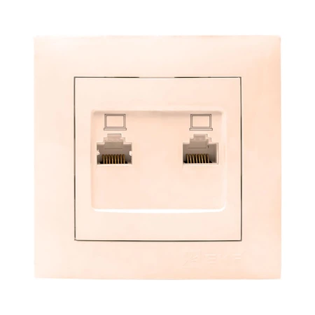 Валенсия розетка компьютерная RJ-45 2-местная кремовая EKF PROxima EWK02-035-20